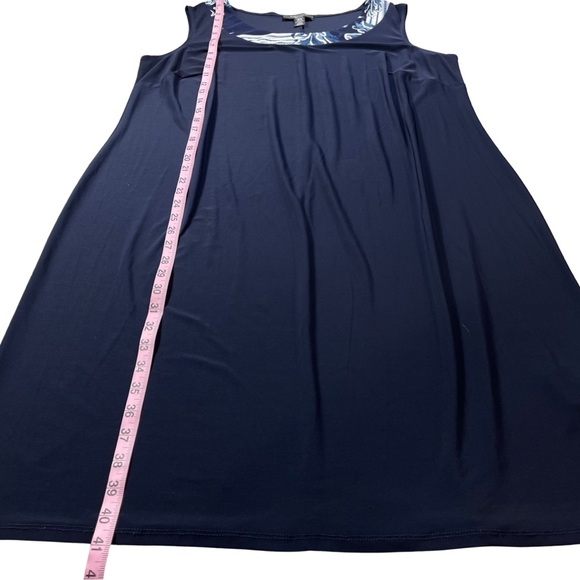 R & M Richards Size 16W Navy Blue Sleeveless Flyaway-Airbrush Necklace Dress EUC - Picture 12 of 14